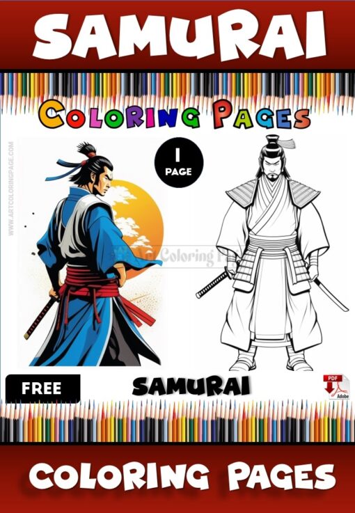 Unleash Your Creativity with Free Coloring Page Samurai Diapositive1