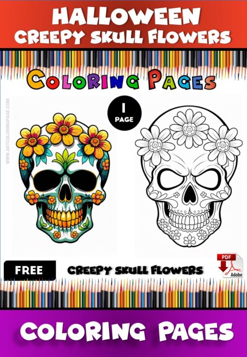 Unleash Your Creativity with Free Skull Coloring Pages Instant Download!Diapositive1
