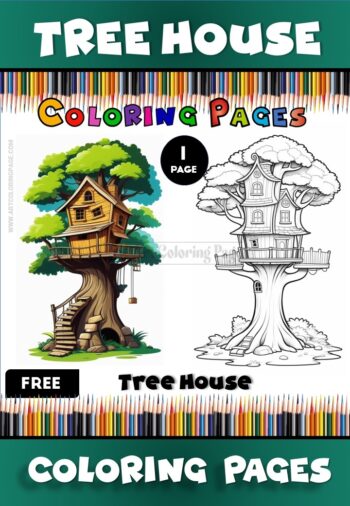 Free Tree House Coloring Pages