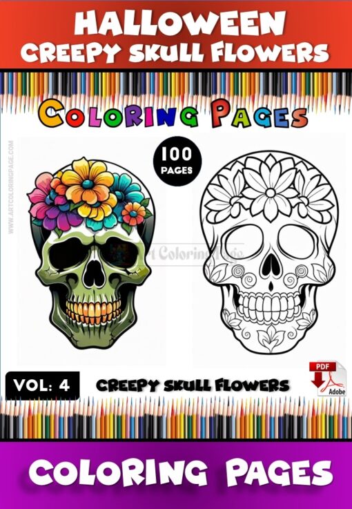 Dive Into the Dark and Delightful: Skull Coloring Pages Vol 4 - 100 Pages