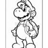 A cartoon character resembling a plumber with a large, rounded nose, wearing a hat with an 'M', overalls, and a tail suggesting a turtle-like creature. The character has a friendly expression and stands with one hand on its hip.