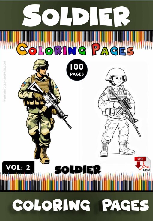 Soldier Inside Cave Coloring Page Vol 2 – 100 Unique Designs, Instant PDF!