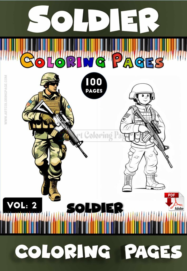 Soldier Inside Cave Coloring Page Vol 2 – 100 Unique Designs, Instant PDF!