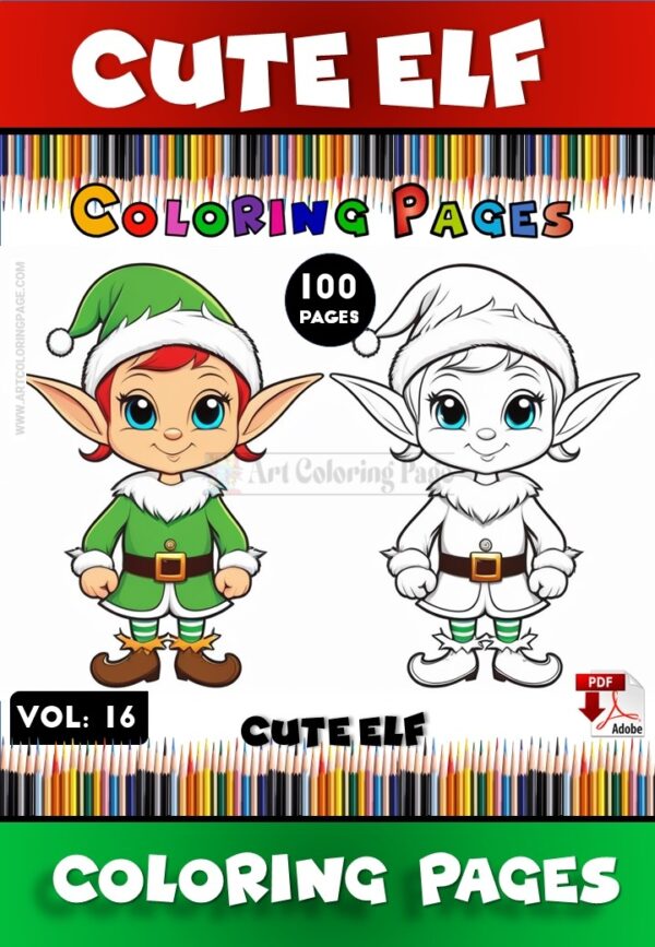 Festive Holiday Elf Coloring Page Vol. 16: 100 Magical Designs