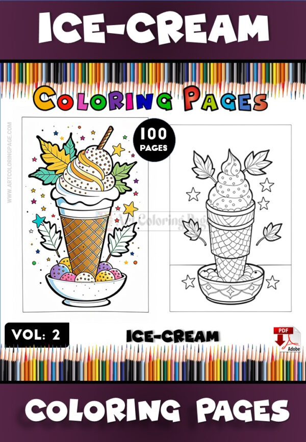 Delightful Ice Cream Coloring Page Vol 2 – Sweet Fun for Everyone!