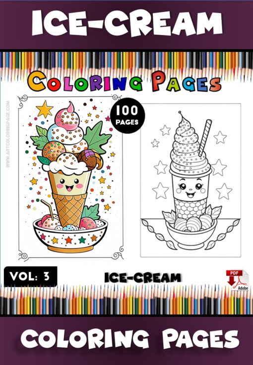 Ice Cream Coloring Pages Printable Vol 3 – A Sweet Treat for Everyone!