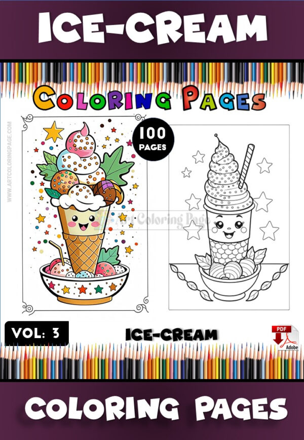 Ice Cream Coloring Pages Printable Vol 3 – A Sweet Treat for Everyone!