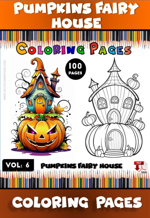 Unlock the Magic of Autumn with House Pumpkin Coloring Vol 6
