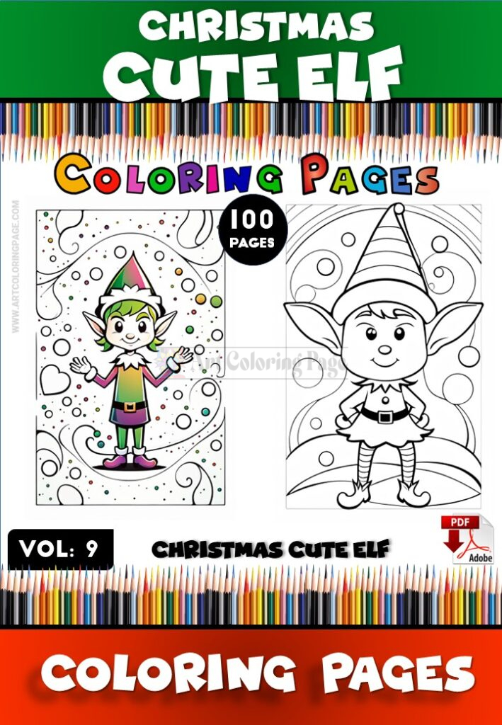 Christmas Elf Coloring Activities 100 Festive Designs for Holiday Fun Vol9