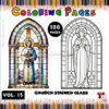 Church Stained Glass Coloring Page VOL 13 - 100 Sacred Designs