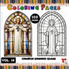 Church Stained Windows Coloring Page VOL 14 - 100 Sacred Designs