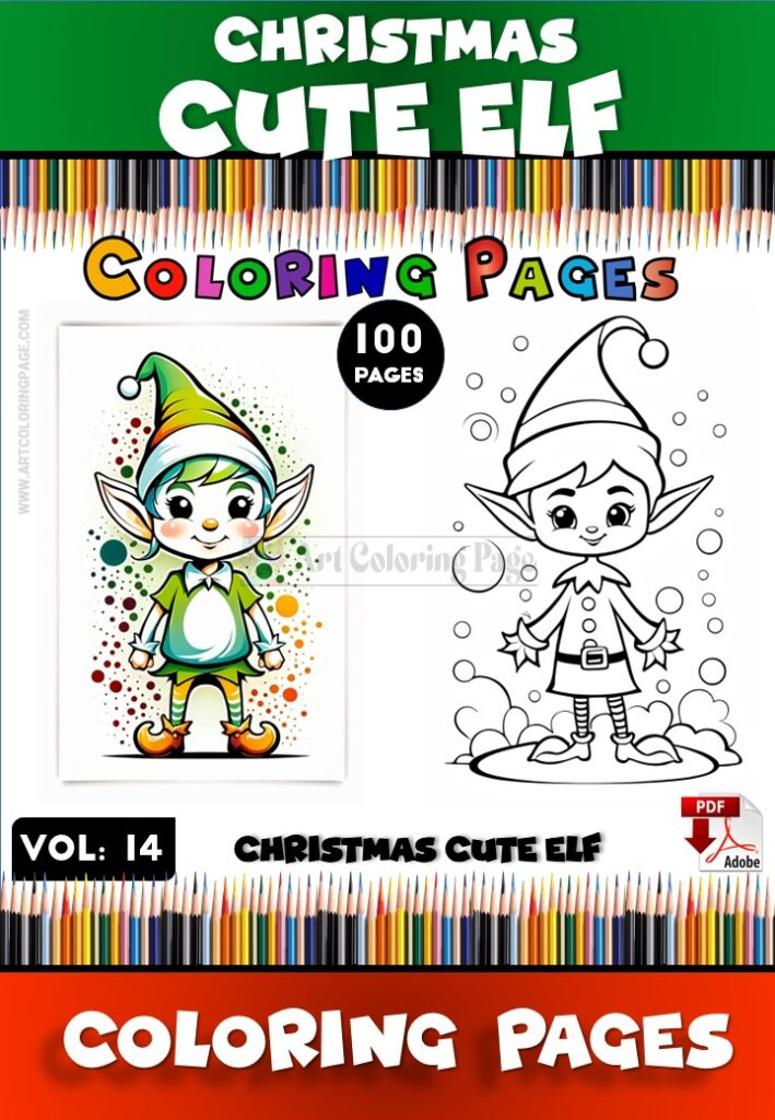 Elf Coloring Book Pages VOL 14 - 100 Festive Designs for Kids and Adults