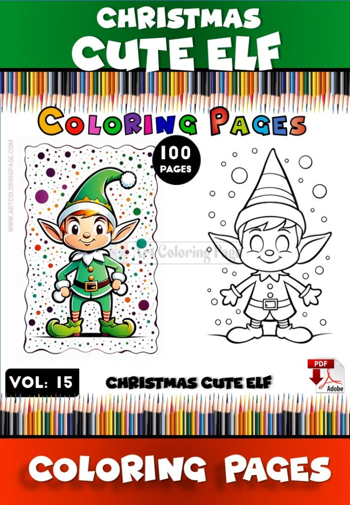 Elf Coloring Book Page VOL 15 - 100 Festive and Playful Designs for Kids