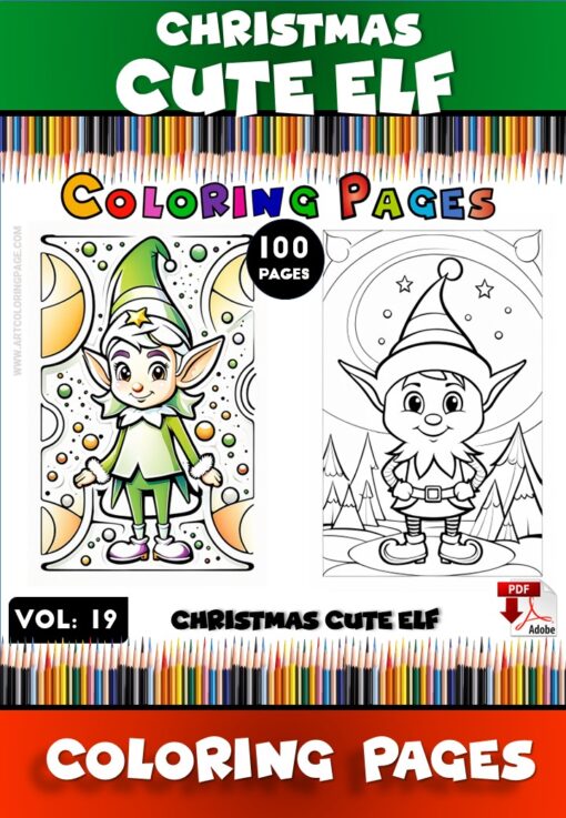 Elf Coloring VOL 19 - 100 Magical Holiday Designs