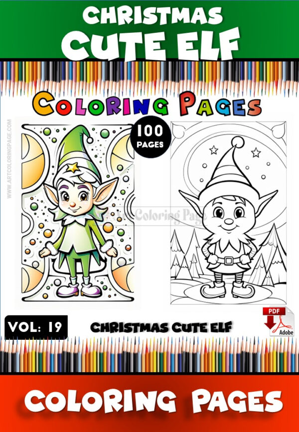 Elf Coloring VOL 19 - 100 Magical Holiday Designs