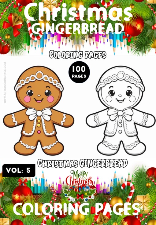 Gingerbread Man Coloring Sheet Vol 5 – A Sweet Holiday Adventure for Kids