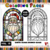 Santa Claus Stained Glass Coloring Pages VOL 15 - 100 Festive Designs