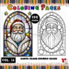 Stained Glass Santa Claus Coloring Pages VOL16 100 Radiant Holiday Designs