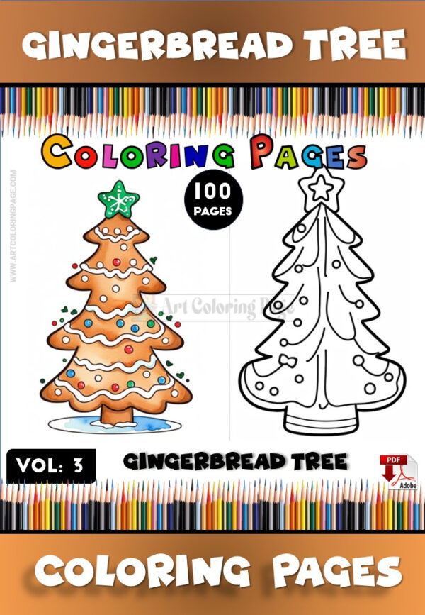 Unleash Holiday Joy with Gingerbread Tree Coloring Sheets for Children Vol3