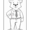 A cartoon bear wearing a dress shirt, tie, and jeans, standing with one hand on its hip and a friendly expression.
