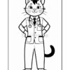 A cartoon cat dressed as a doctor, wearing a white lab coat, a tie, and holding a stethoscope, standing with hands on hips and a friendly expression.