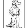 A cartoon alligator character standing confidently with hands on hips, wearing a collared shirt and jeans, with distinctive scales and a toothy grin.
