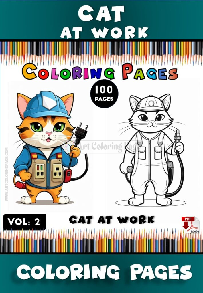 Cat Coloring Page Vol 2 - Cat at Work: Creative Fun for All Ages