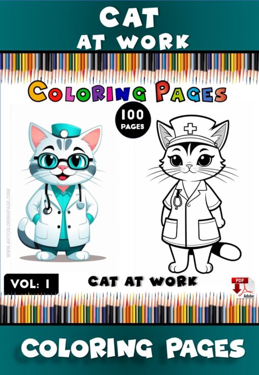 Cat Coloring Pages Vol 1 - Cat at Work A Whimsical Coloring Adventure