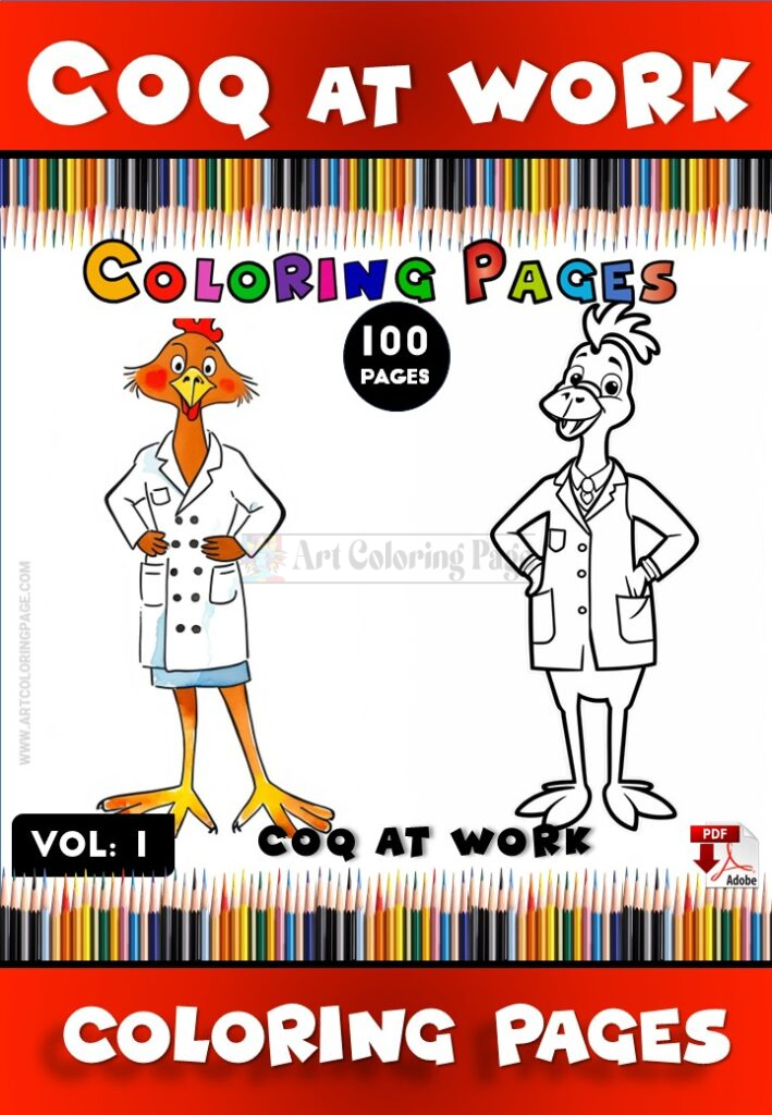 Cluck Your Way to Fun with Chicken Coloring Pages Vol 1 - Chicken at Work!