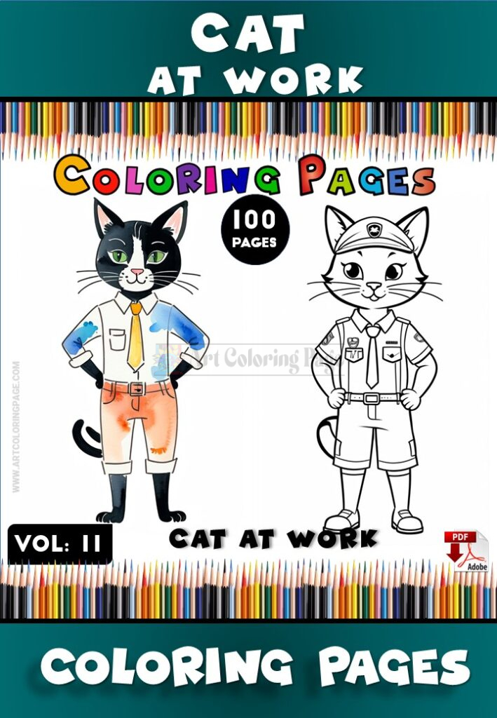 Color Your Day with Pete the Cat Coloring Pages Vol 11 - Cat at Work!