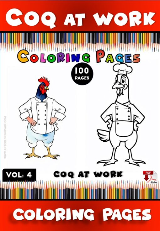Crow Your Way to Creativity with Rooster Colors Page Vol 4 Rooster at Work
