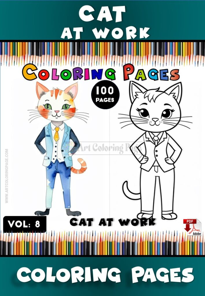 Discover the Magic of Kitty Cat Coloring Pages Vol 8 - Cat at Work!
