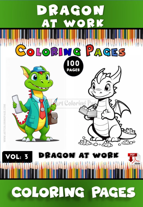 Dragon Coloring Page Vol 3 - Dragon at Work Ignite Your Imagination!