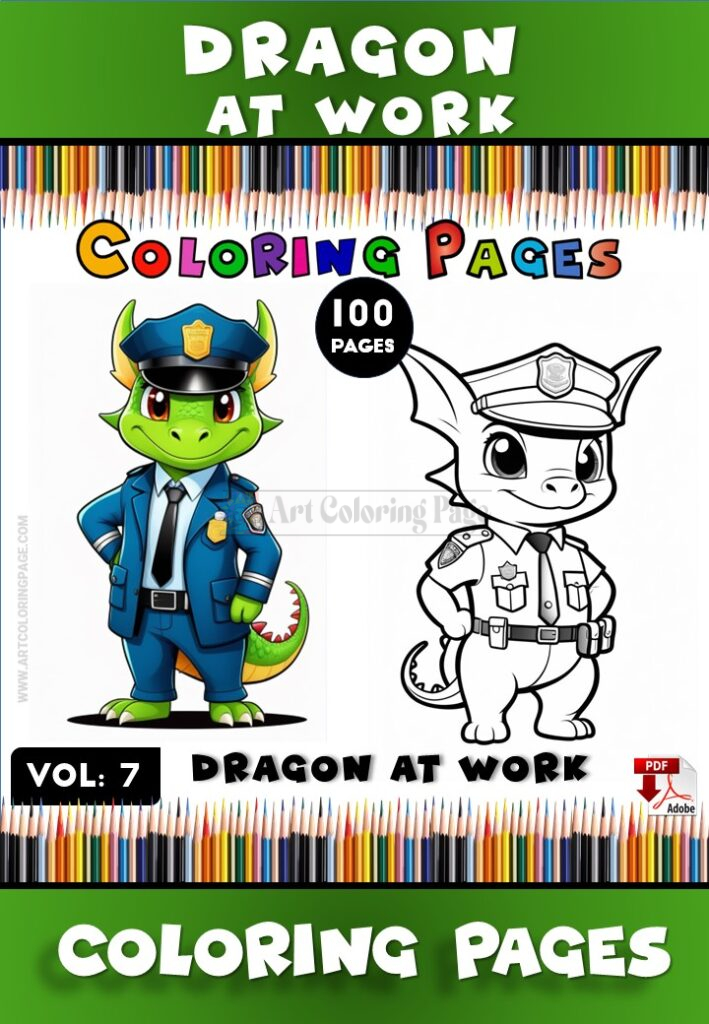 Dragon Coloring Pages Printable Vol 7 - Dragon at Work Create, Relax, Repeat!