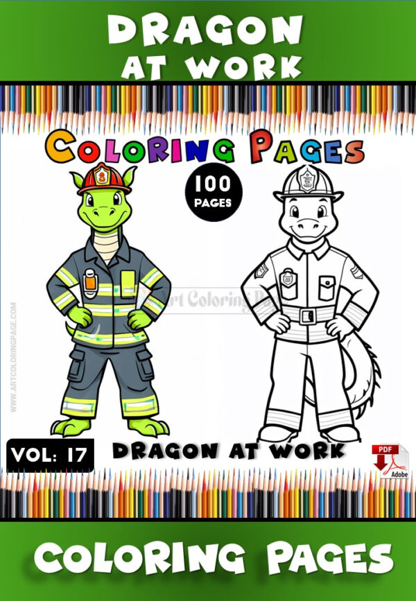 Dragon Coloring Printable Vol: 17 Dragon at Work Creative Escape Awaits