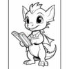A cute cartoon dragon character with large expressive eyes, holding an open book in its hands, smiling broadly. The dragon has small wings and a spiky crest on its head, and is depicted in a playful pose against a plain background.