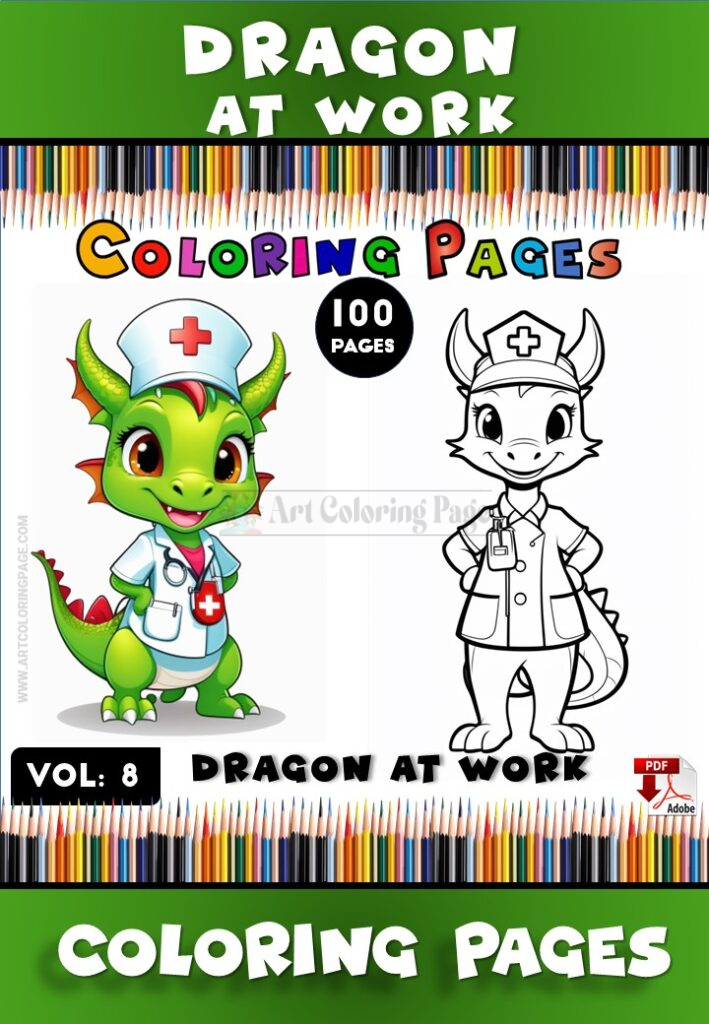 Dragons Coloring Pages Vol 8 - Dragon at Work Your Creative Journey Begins