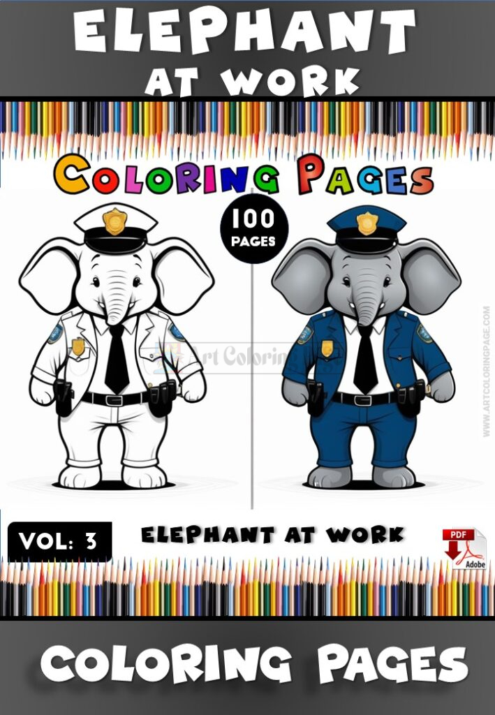 Elephant Coloring Sheet Vol 3 Elephant at Work – Creativity Unleashed!
