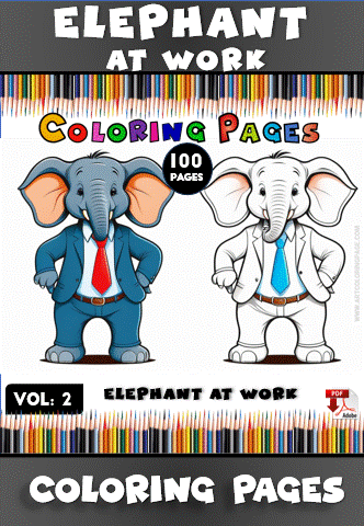 Elephant Coloring Page Vol: 2 Elephant at Work – Fun for Everyone! - Image 2