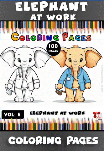 Coloring Pages of Elephants Vol: 5 Elephant at Work – Fun for All Ages! - Image 2