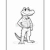 A cartoon alligator character standing confidently, wearing a button-up shirt and pants, with a friendly expression and its arms crossed.