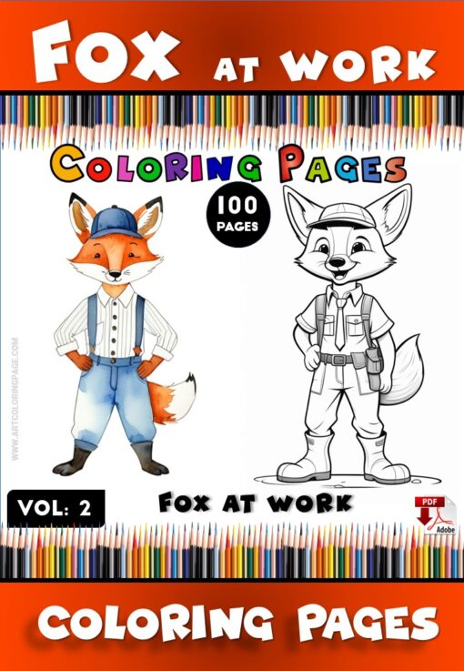 Fox Coloring Page Vol 2: Fox at Work – Your New Creative Escape!