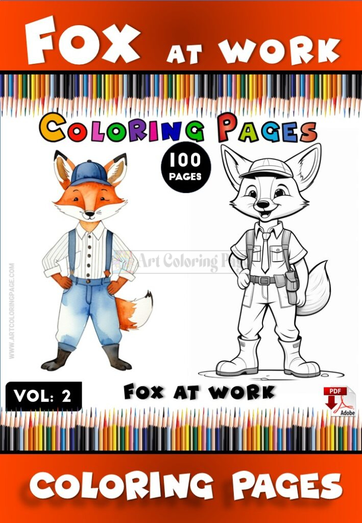 Fox Coloring Page Vol 2: Fox at Work – Your New Creative Escape!