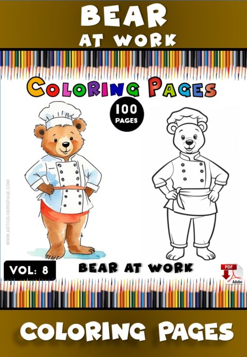 Polar Bear Coloring Pages ​Vol 8 - Bear at Work Relax, Color, Create