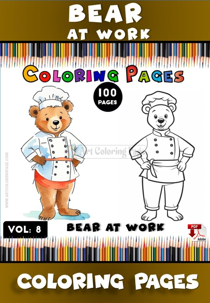 Polar Bear Coloring Pages ​Vol 8 - Bear at Work Relax, Color, Create