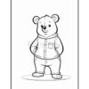 A cartoon bear wearing a hoodie and pants, standing with its hands in its pockets, smiling at the viewer. The bear has rounded ears and a friendly expression.