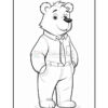 A cartoon bear standing confidently, wearing a collared shirt and tie, along with pants. The bear has a friendly expression, with its hands placed in its pockets.