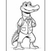 A cartoon alligator character dressed in a vest and shirt, standing confidently with one hand on his hip and a friendly expression, set against a plain background. The alligator features oversized eyes, a toothy grin, and a characteristic scaly texture.