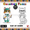 Unleash Your Creativity with Cat Coloring Sheets Vol 5 - Cat at Work