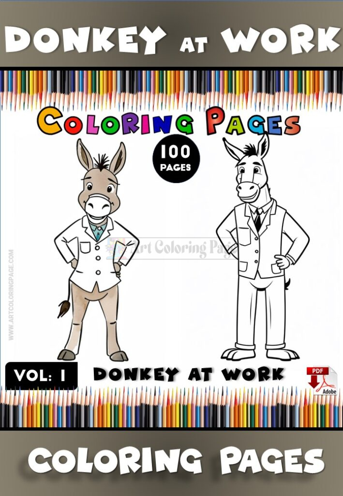 Unleash Your Creativity with Our Donkey Coloring Page Vol 1 Donkey at Work